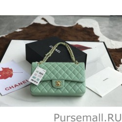 Best Classic Flap Bag A1112 Light Green Silver Hardware