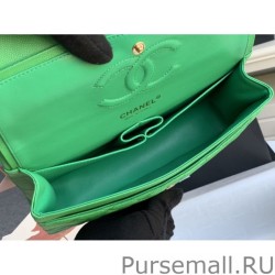 High Classic Flap Bag A1112 Light Green Silver Hardware