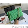 High Classic Flap Bag A1112 Light Green Silver Hardware