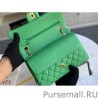 High Classic Flap Bag A1112 Light Green Silver Hardware