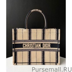 Best Christian Dior Book Tote Bayadere Small Embroidered Tote Apricot