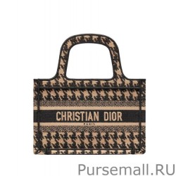 Wholesale Christian Dior Mini Houndstooth Embroidery Book Tote Handbag Cream