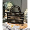 Wholesale Christian Dior Mini Houndstooth Embroidery Book Tote Handbag Cream