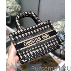 Wholesale Christian Dior Mini Houndstooth Embroidery Book Tote Handbag Cream