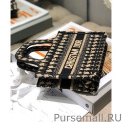 Wholesale Christian Dior Mini Houndstooth Embroidery Book Tote Handbag Cream