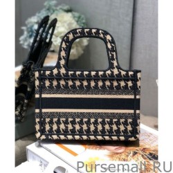 Wholesale Christian Dior Mini Houndstooth Embroidery Book Tote Handbag Cream