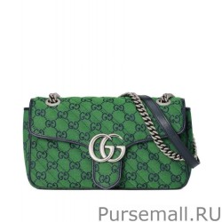 Luxury GG Marmont Multicolour Small Shoulder Bag 443497 Green