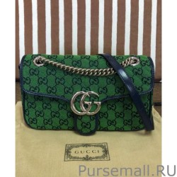 Luxury GG Marmont Multicolour Small Shoulder Bag 443497 Green