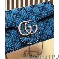 Fashion GG Marmont Multicolour Super Mini Bag 476433 Blue