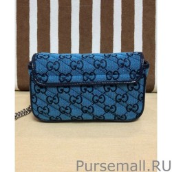 Fashion GG Marmont Multicolour Super Mini Bag 476433 Blue