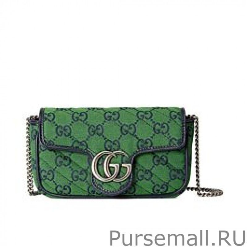 Best GG Marmont Multicolour Super Mini Bag 476433 Green