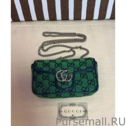 Best GG Marmont Multicolour Super Mini Bag 476433 Green