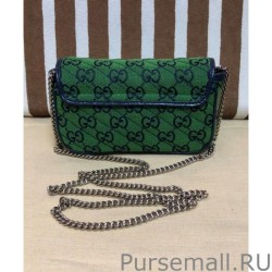 Best GG Marmont Multicolour Super Mini Bag 476433 Green