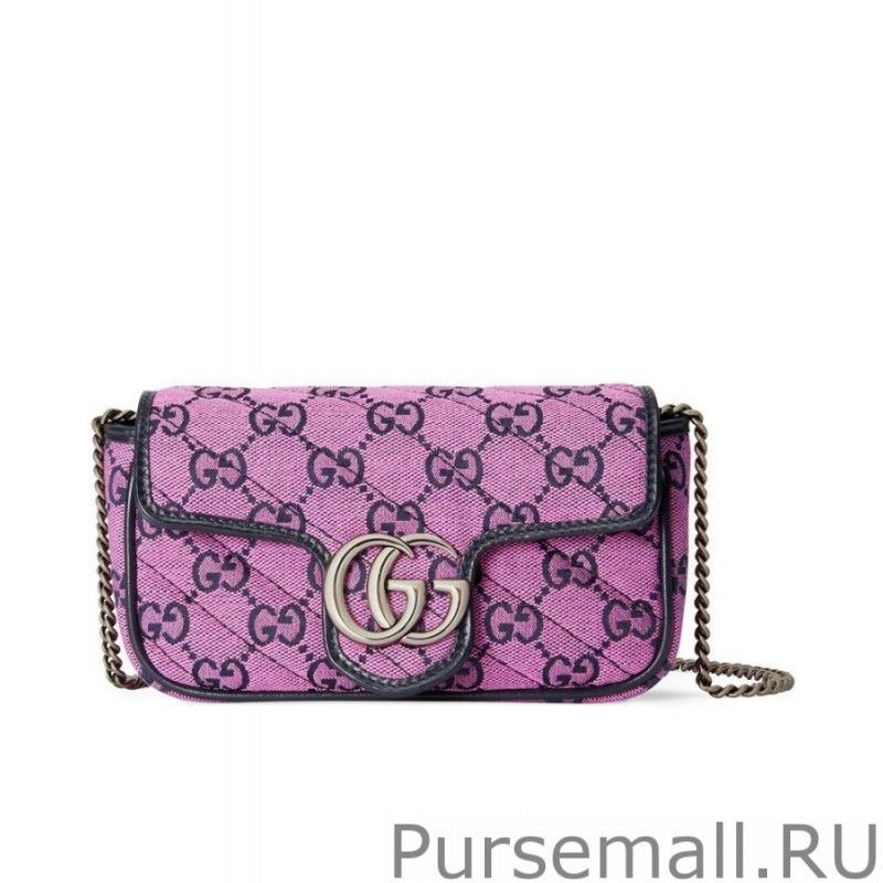 Best GG Marmont Multicolour Super Mini Bag 476433 Pink