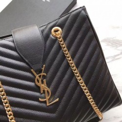 Top Quality YSL Saint Laurent Shoping Bag Graind leather Black