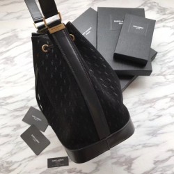 Perfect YSL Saint Laurent Teddy Bucket Bag Matte leather Black