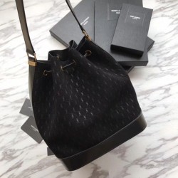 Perfect YSL Saint Laurent Teddy Bucket Bag Matte leather Black