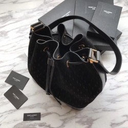 Perfect YSL Saint Laurent Teddy Bucket Bag Matte leather Black