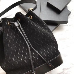 Perfect YSL Saint Laurent Teddy Bucket Bag Matte leather Black