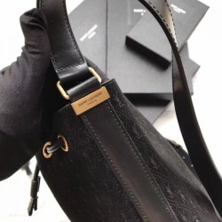 Perfect YSL Saint Laurent Teddy Bucket Bag Matte leather Black