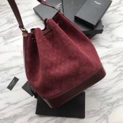 High YSL Saint Laurent Teddy Bucket Bag Matte leather Claret