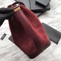 High YSL Saint Laurent Teddy Bucket Bag Matte leather Claret