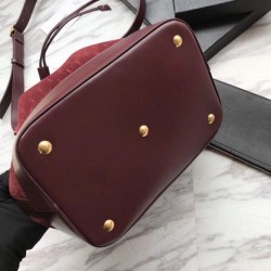 High YSL Saint Laurent Teddy Bucket Bag Matte leather Claret