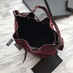 High YSL Saint Laurent Teddy Bucket Bag Matte leather Claret