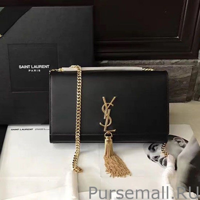 Replica Saint Laurent Monogram Shoulder Bag in Black Leather 354119