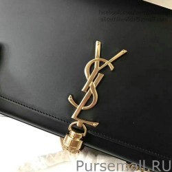 Replica Saint Laurent Monogram Shoulder Bag in Black Leather 354119