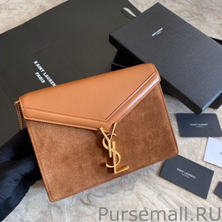 High Quality YSL Saint Laurent Cassandra Medium Suede Bag Brown