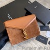 High Quality YSL Saint Laurent Cassandra Medium Suede Bag Brown