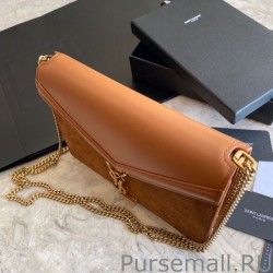 High Quality YSL Saint Laurent Cassandra Medium Suede Bag Brown