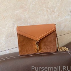 High Quality YSL Saint Laurent Cassandra Medium Suede Bag Brown