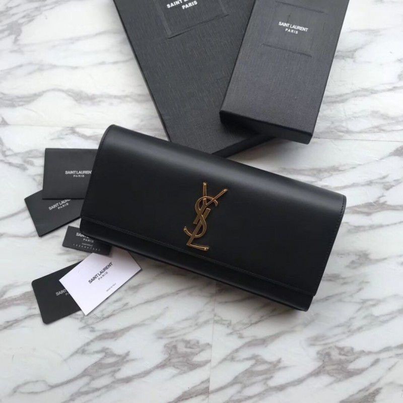 AAA+ YSL Saint Laurent Classic Monogram Wallet Smooth Leather Black