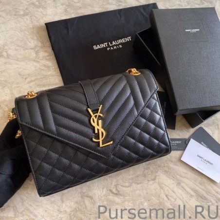 Luxury YSL Saint Laurent Medium Envelope Bag Mix Matelasse Black Gold Hardware