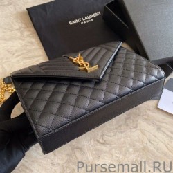 Luxury YSL Saint Laurent Medium Envelope Bag Mix Matelasse Black Gold Hardware