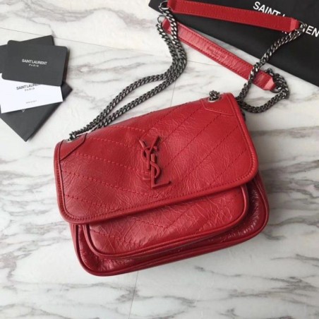 7 Star YSL Saint Laurent Medium Niki Chain Bag Red