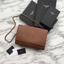 High Quality YSL Saint Laurent Medium Reversible Kate Suede and Smooth Leather Brown