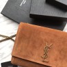 High Quality YSL Saint Laurent Medium Reversible Kate Suede and Smooth Leather Brown