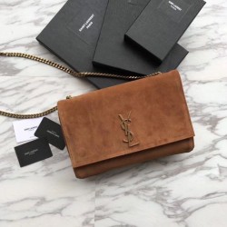 High Quality YSL Saint Laurent Medium Reversible Kate Suede and Smooth Leather Brown