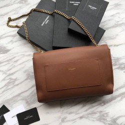 High Quality YSL Saint Laurent Medium Reversible Kate Suede and Smooth Leather Brown