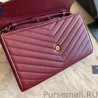 Inspired YSL Saint Laurent Monogram Envelope Chain Wallet Grained Leather Claret