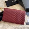 Inspired YSL Saint Laurent Monogram Envelope Chain Wallet Grained Leather Claret