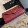 Inspired YSL Saint Laurent Monogram Envelope Chain Wallet Grained Leather Claret