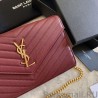 Inspired YSL Saint Laurent Monogram Envelope Chain Wallet Grained Leather Claret