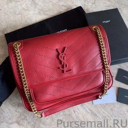 Fashion YSL Saint Laurent Niki Medium Smooth Leather Bag Red