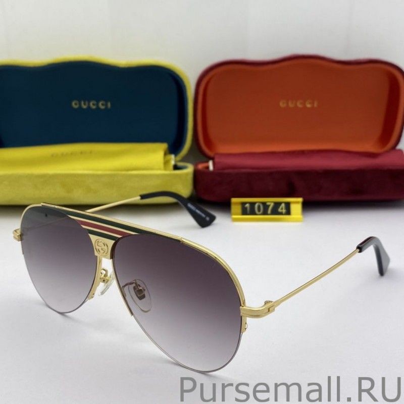 Replicas GG1074 Round Frame Sunglass Gold /Gray