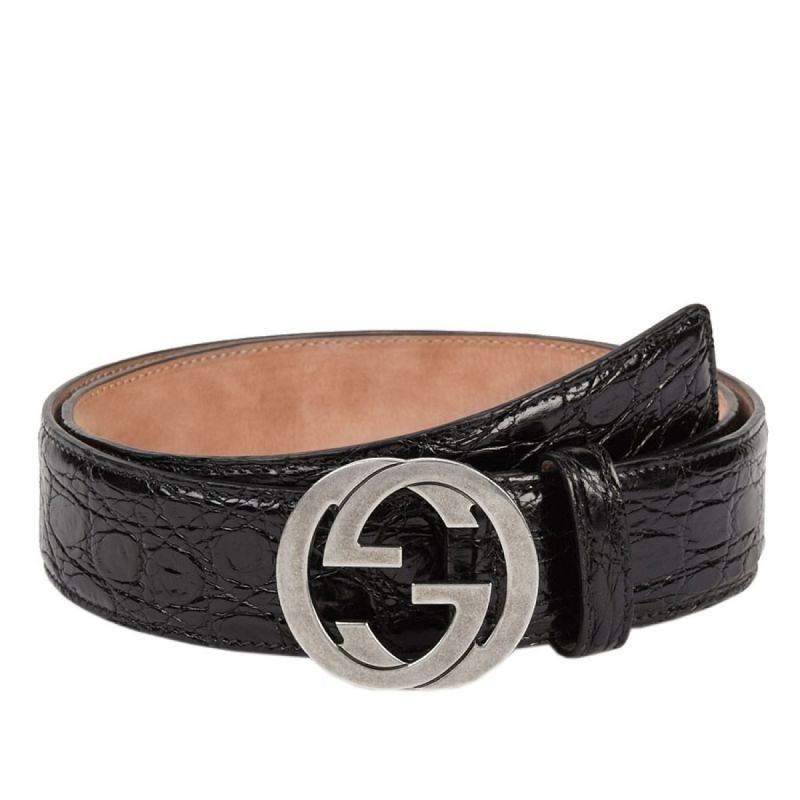 AAA+ Gucci Crocodile Belts With Interlocking G Buckle 368186 E7I0N 1000