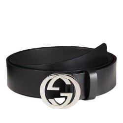 UK Gucci Leather Belts With Interlocking G Buckle 368186 BGH0N 1000